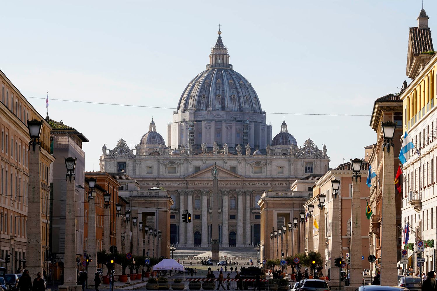 Photo: A view of St. Peter's Basilica at the Vatican on a sunny day