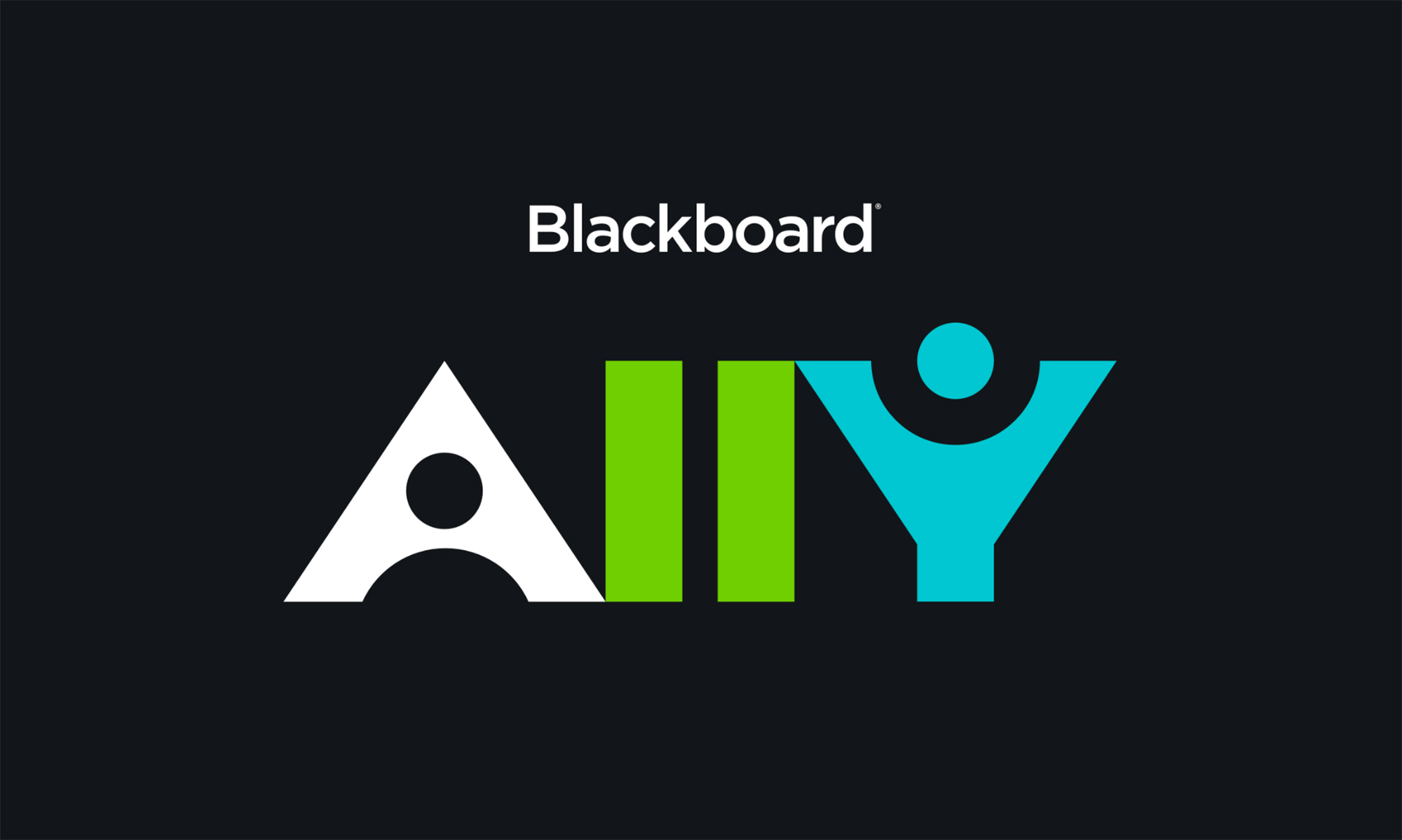 Photo: Logo for BlackBoard Ally. A black background shows the word "Blackboard" in small white letters and a large "Ally" in white, green, and light blue letters.