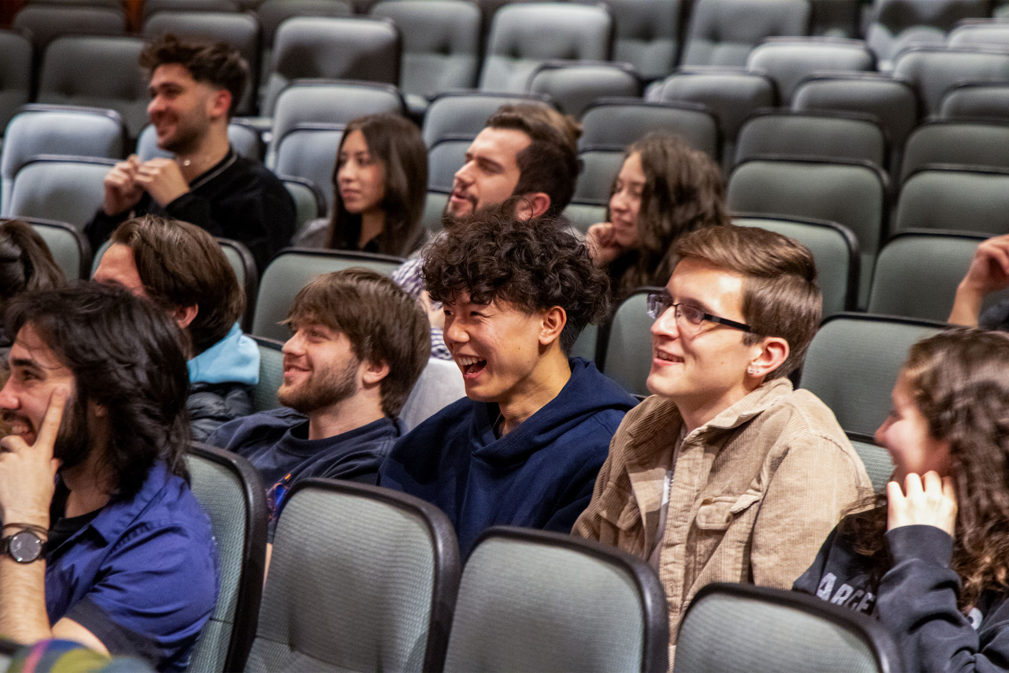 Photo: A small crowd attends a recent comedy show on BU's campus
