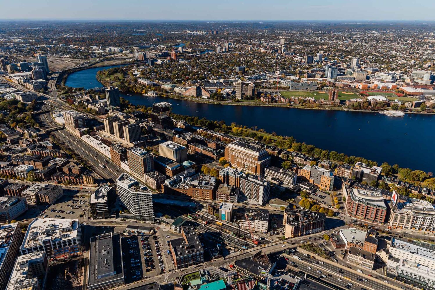 Photo: An aerial view of Boston University's campus, including the Charles River
