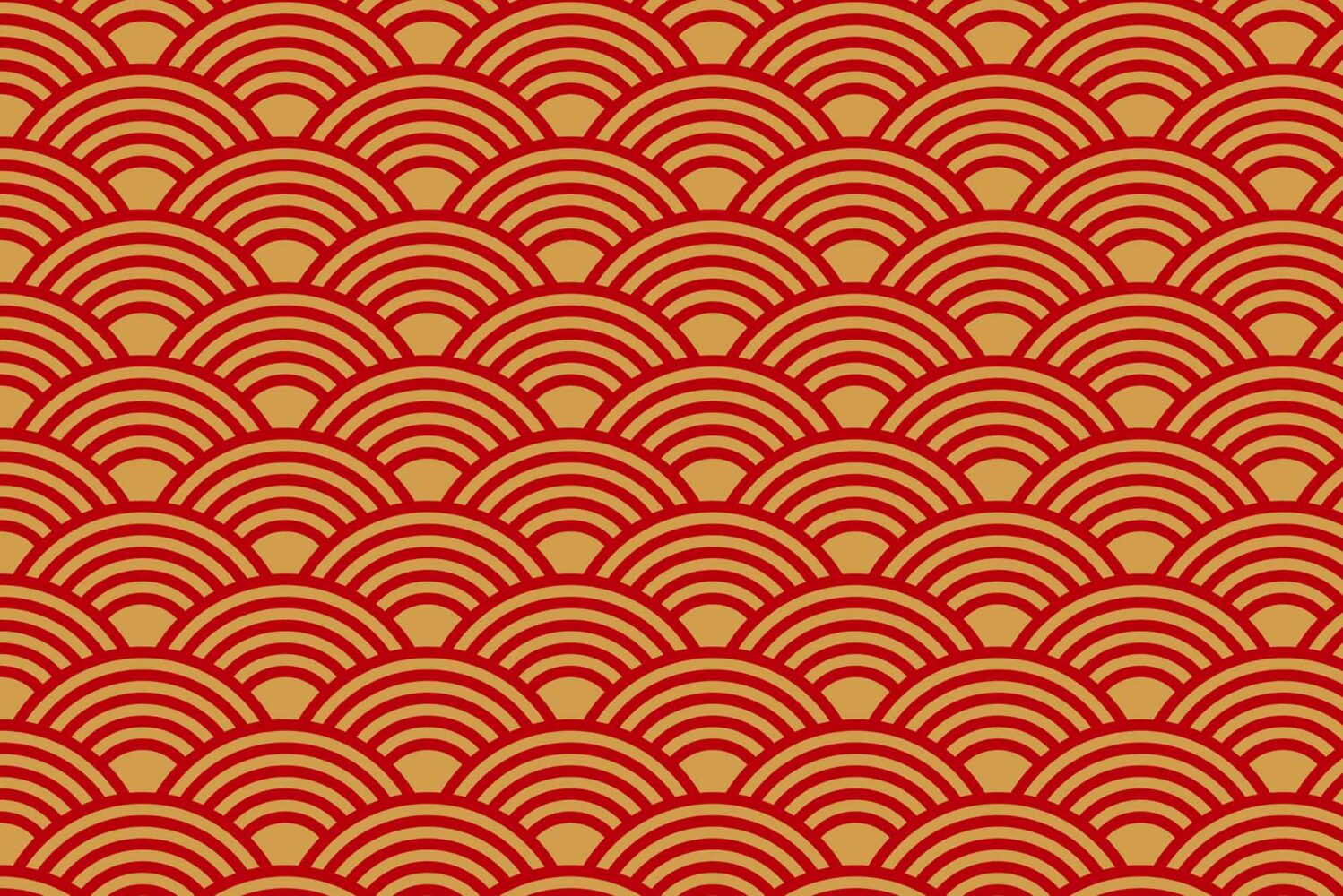 Photo: Red and gold vector image of half spirals.