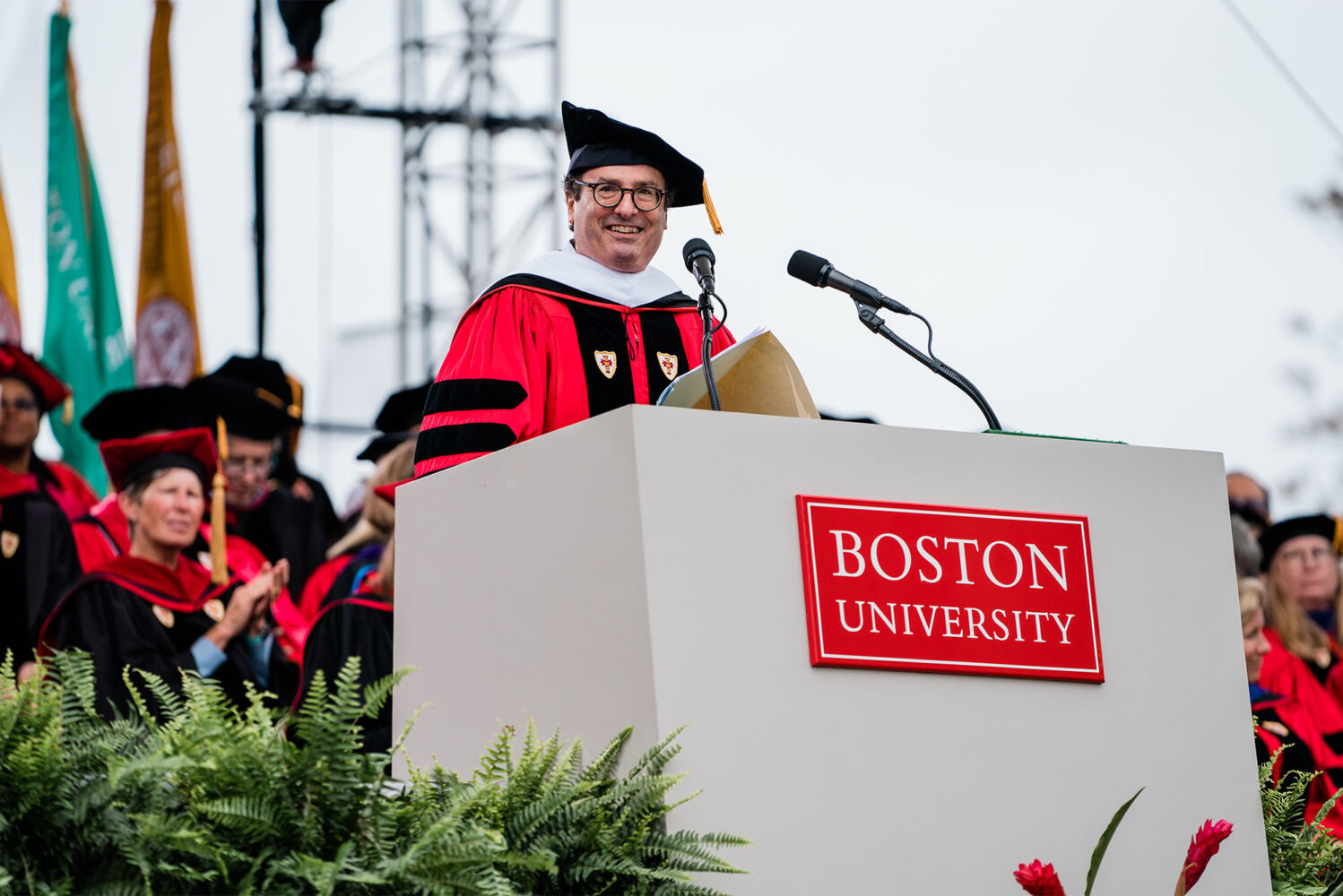 Photo: Commencement speaker author David Grann (GRS’94) focused his speech on his hunt for the elusive giant squid — and the twists and turns that each graduate will face in their personal journey. Photo by Kelly Davidson