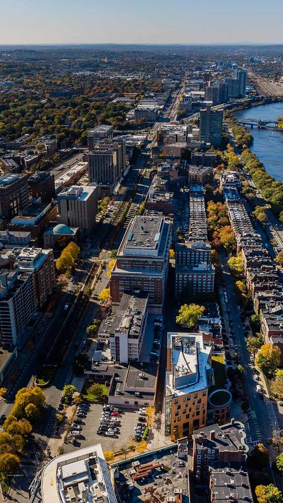 Photo: An aerial view of Boston University's campus, including the Charles River