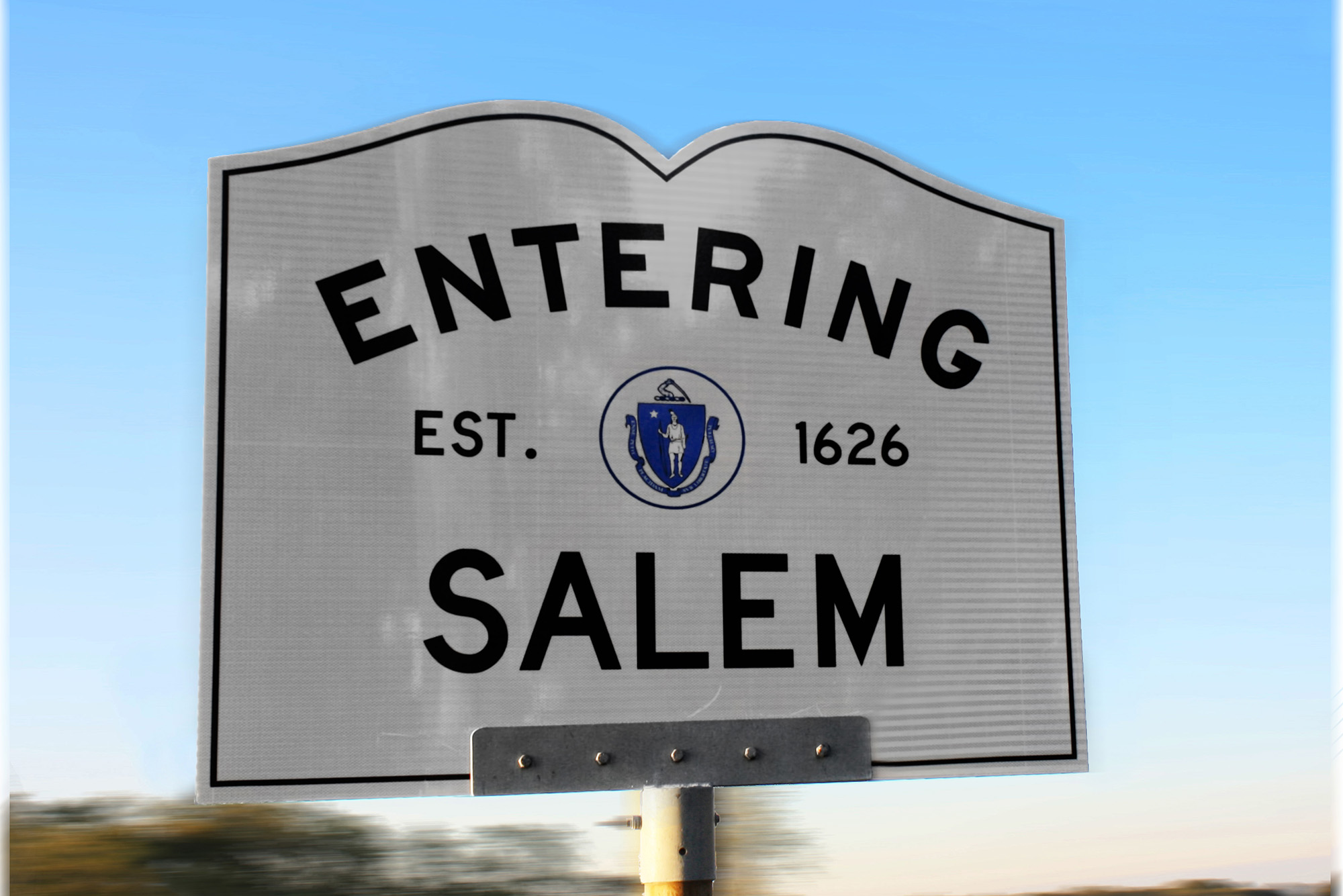 Photo: A street sign that says "Entering Salem, Est 1626"