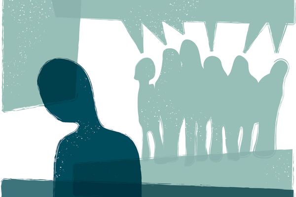 Illustration of a person being excluded from a group