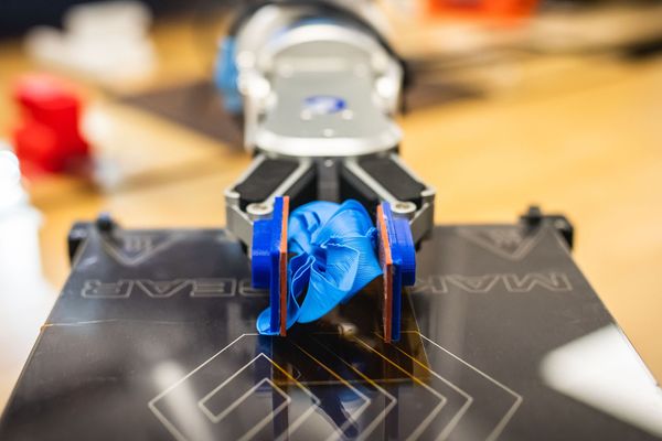 Photo: Up close shot of a robot in a BU lab