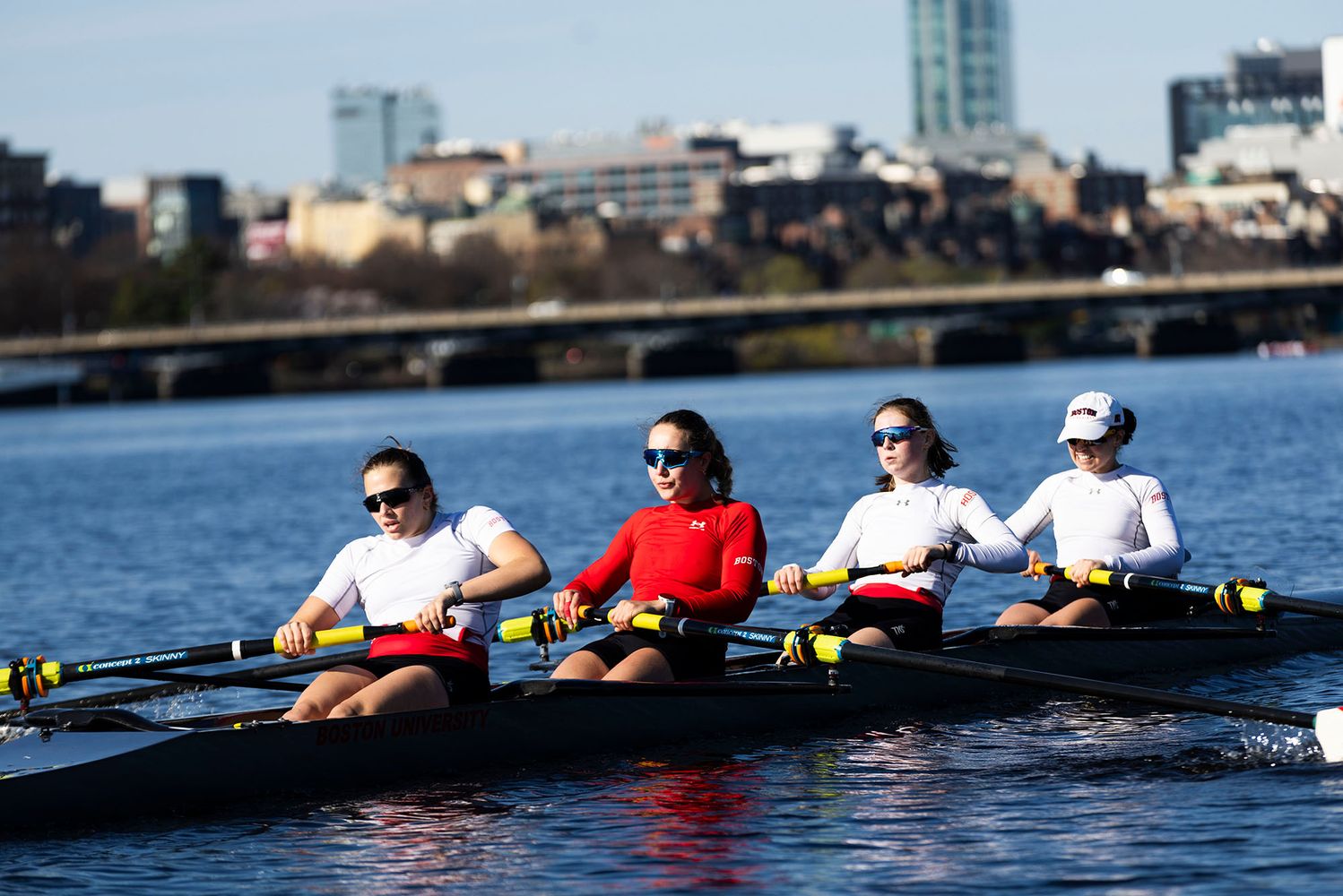 Photo: Boston University rowers on the Charles river during practice
