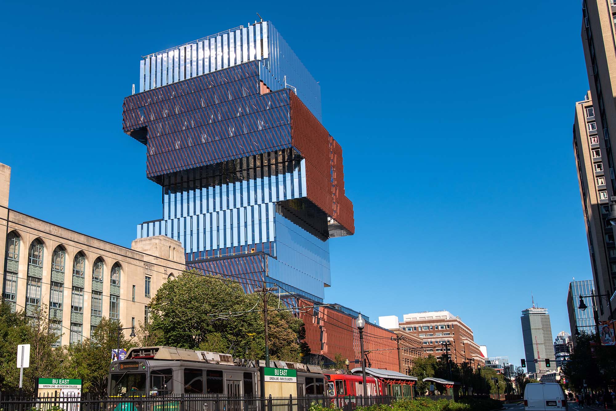 Photo: A wide shot of the CDS building on BU's campus.