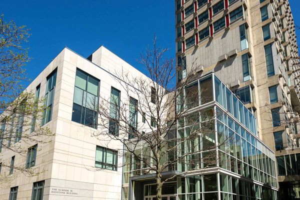 Photo: Exterior of the BU School of Law on a sunny day in Boston, MA