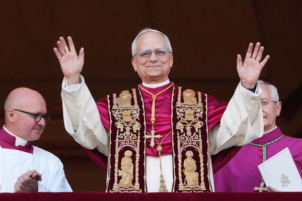Photo: Pope Leo XIV appears on the central loggia of St. Peter's Basilica after being chosen the 267th pontiff of the Roman Catholic Church.