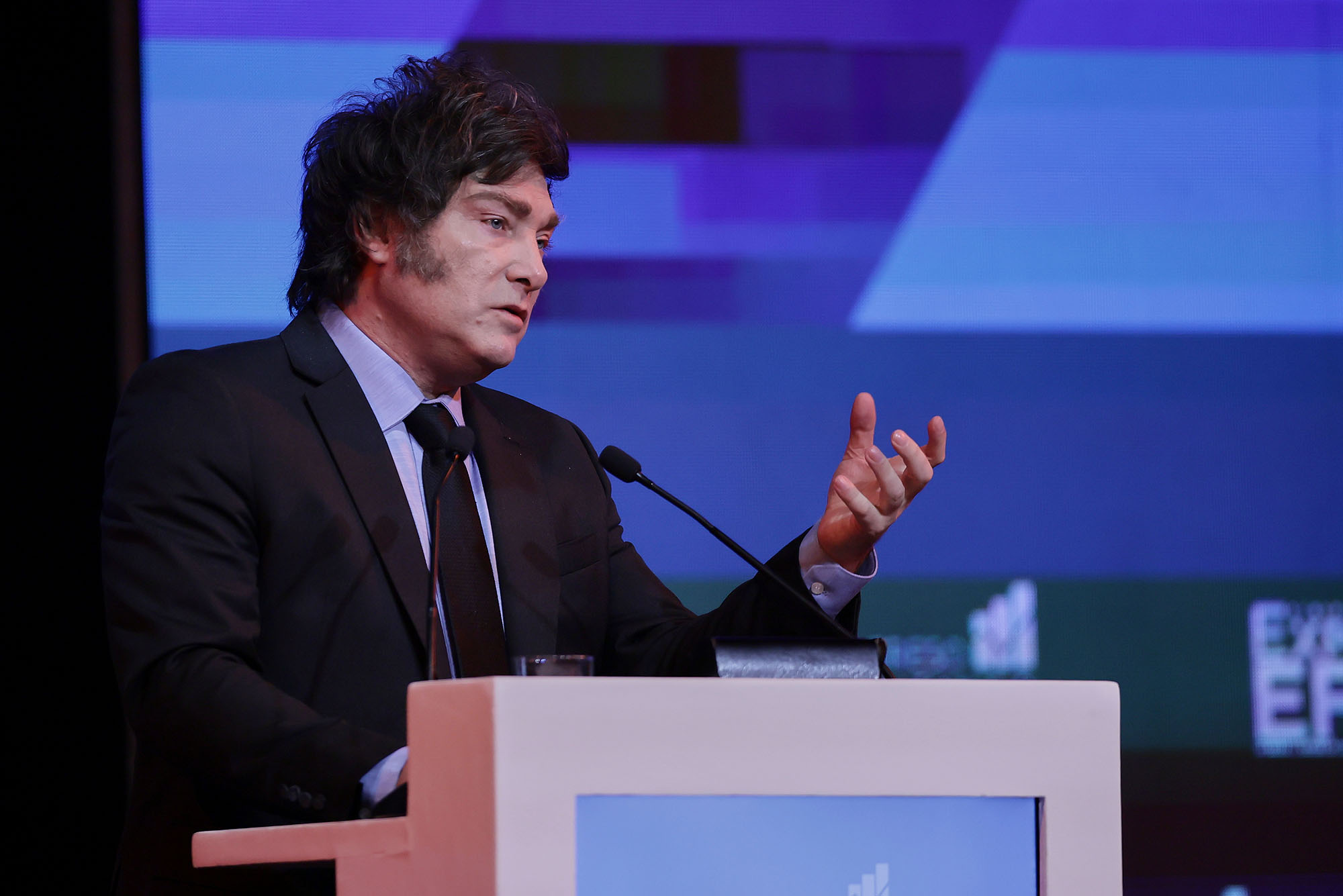 Photo: Expo EFI, speaking is president Javier Milei Photo by Luciano Adan Gonzalez Torres/NurPhoto via AP