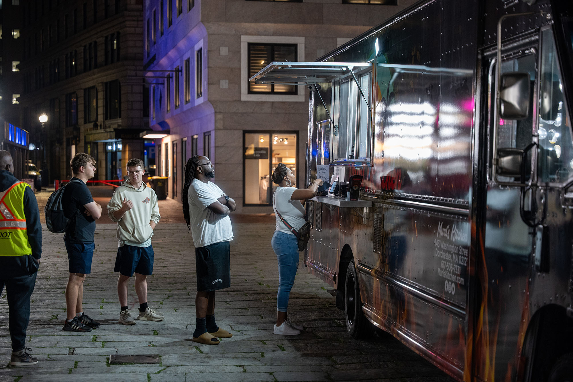 Photo: People lining up at a food truck in Boston