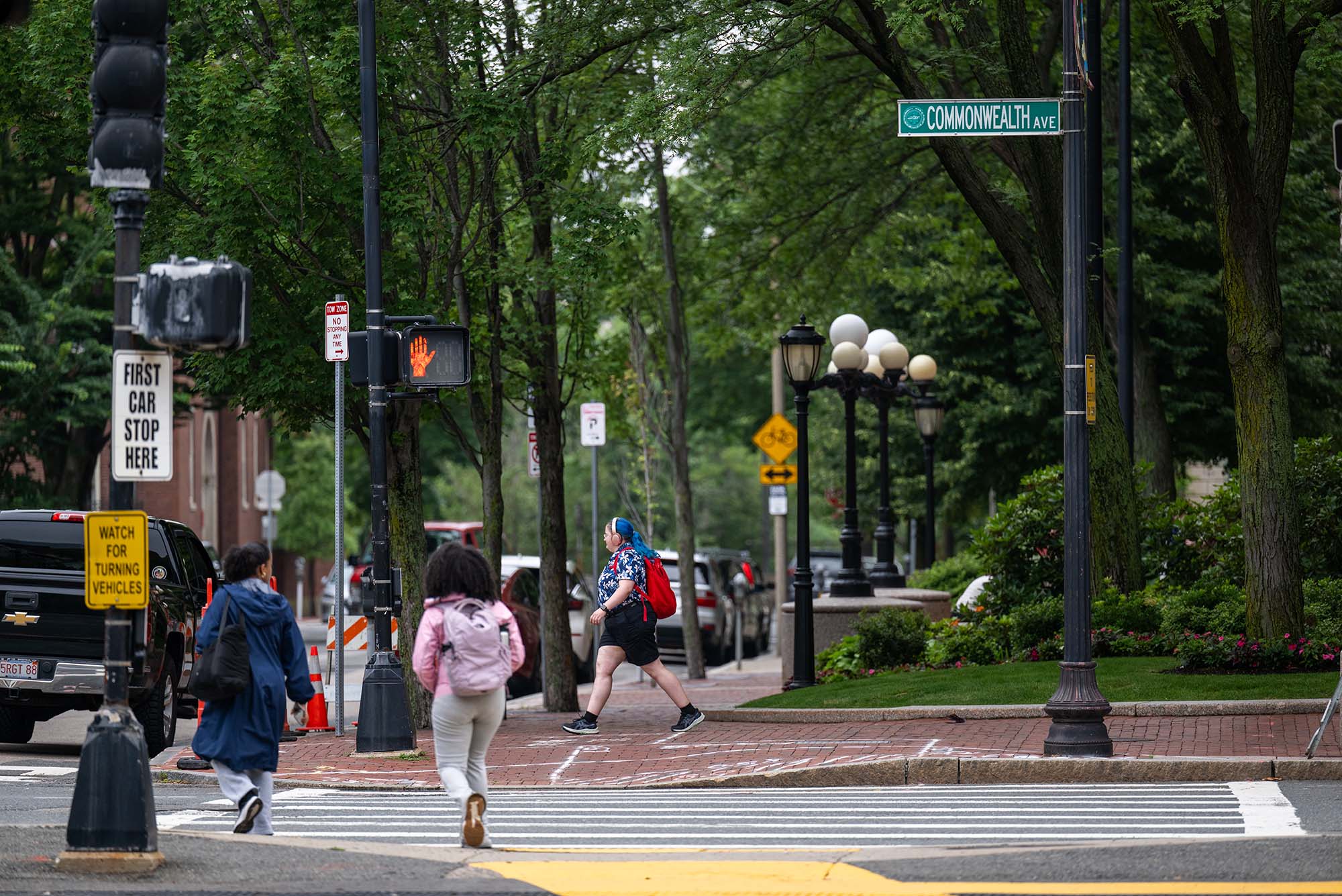 Photo: A shot of BU's campus with a few students walking around.