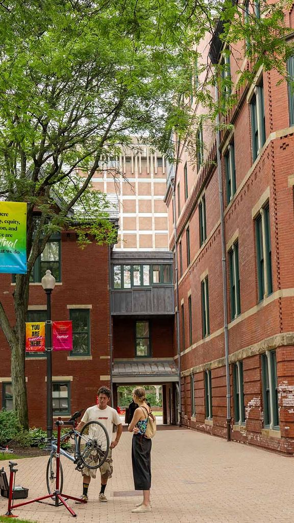 Photo: Foliage and building on BU's campus