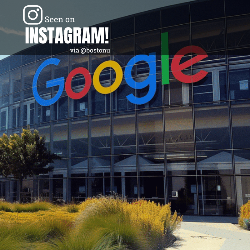 Photo: An outside shot of the Google building with text overlay that reads AS SEEN ON INSTAGRAM.