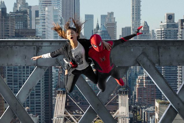 Photo: A still from Spiderman: No Way Home with Tom Holland as Spiderman and Zendaya as MJ