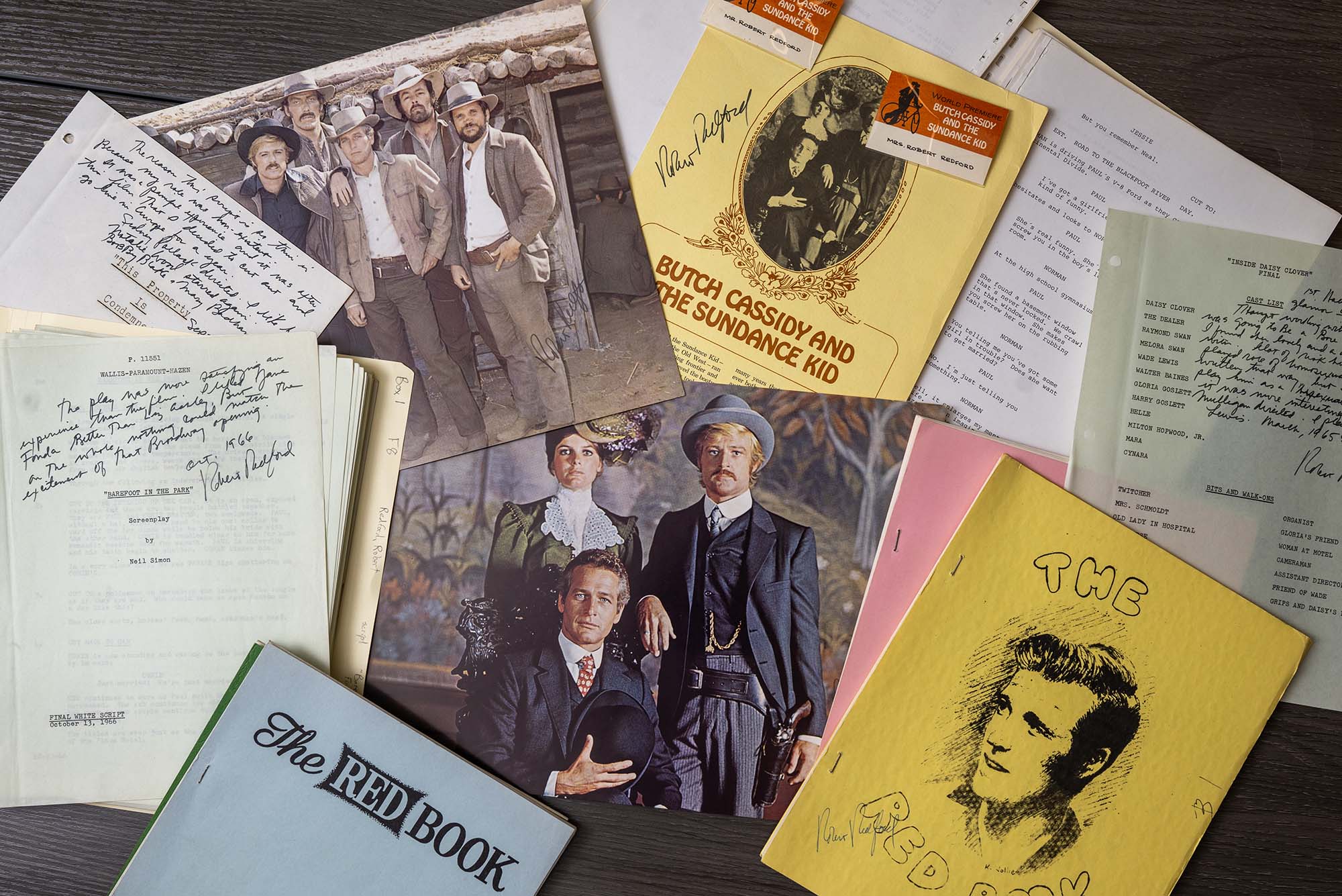 Photo: Scripts, photos, and other items from the Robert Redford archive collection at Boston University’s Howard Gotlieb Archival Research Center