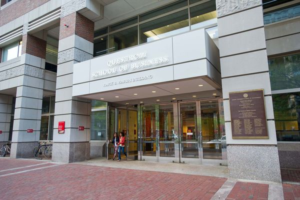 Photo: The outside of the Questrom School of Business building at BU