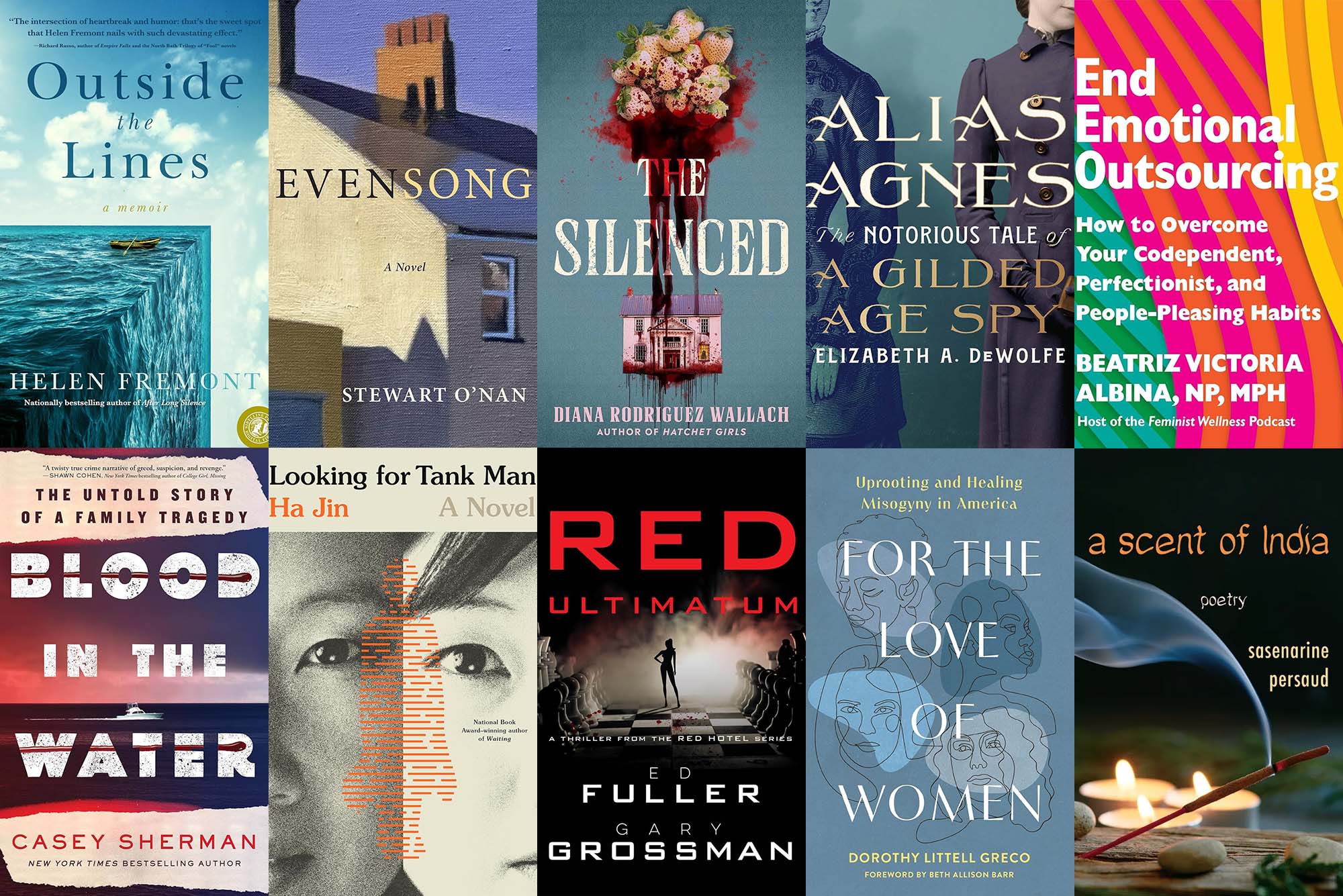 Covers of 10 books featured in the fall 2025 Bostonia Reading List