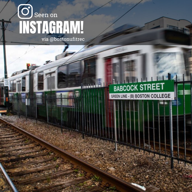 Photo: The Green Line in Boston at the Babcock train stop. Text overlay reads "Seen on Instagram! via @bostonufitrec"