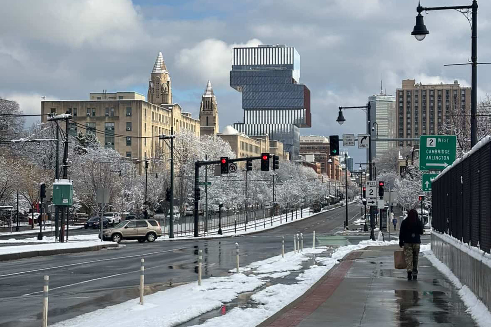 Photo: A snowy campus at Boston University