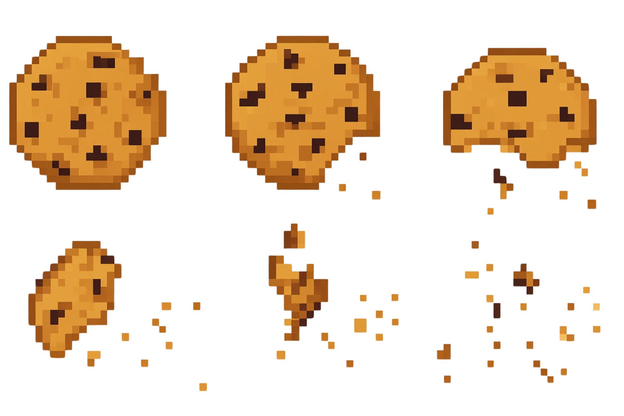Photo: A pixelated image of a cookie being bitten incrementally