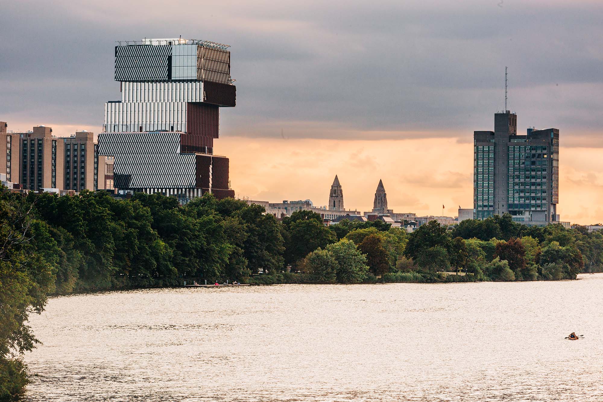 Photo: The CDS building on Boston University's campus in the background with a water view