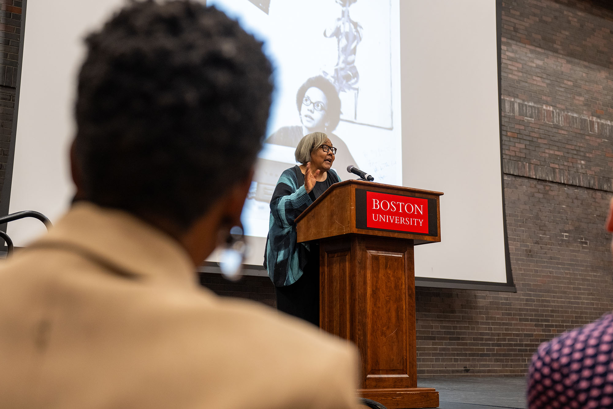 Photo: Julieanna Richardson, founder and CEO of The HistoryMakers, the largest digital archive of African American video oral histories in the US, talks about her close friend, poet and activist Nikki Giovanni, at a GSU reception and poetry reading September 17.