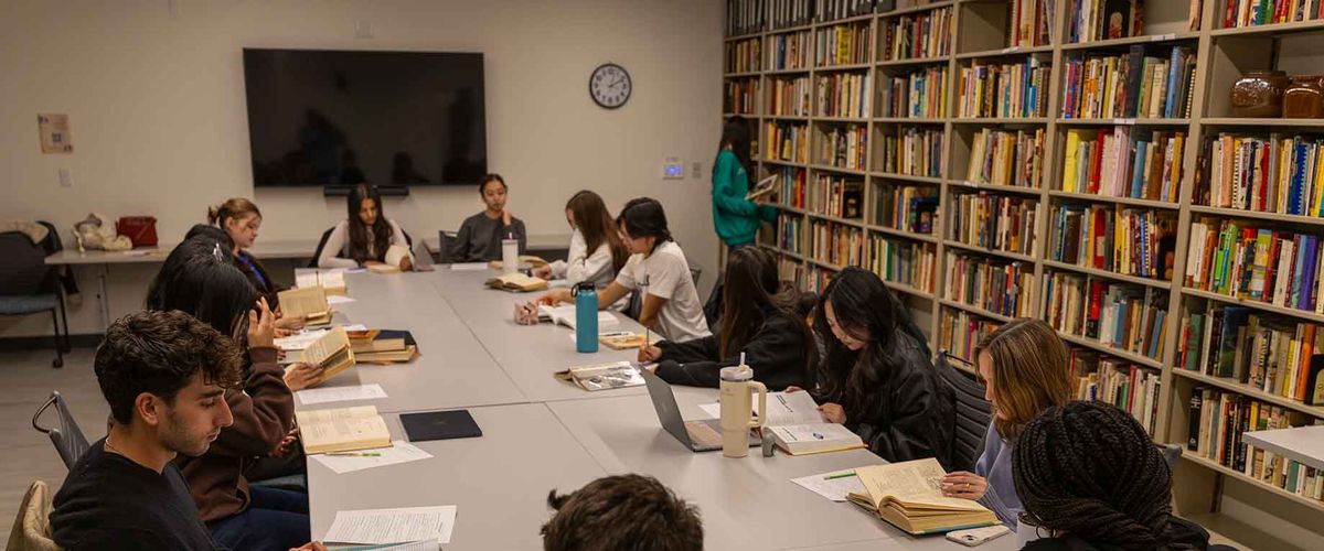 Master of Arts in Gastronomy students utilize our extensive Food Studies library while working on a project.
