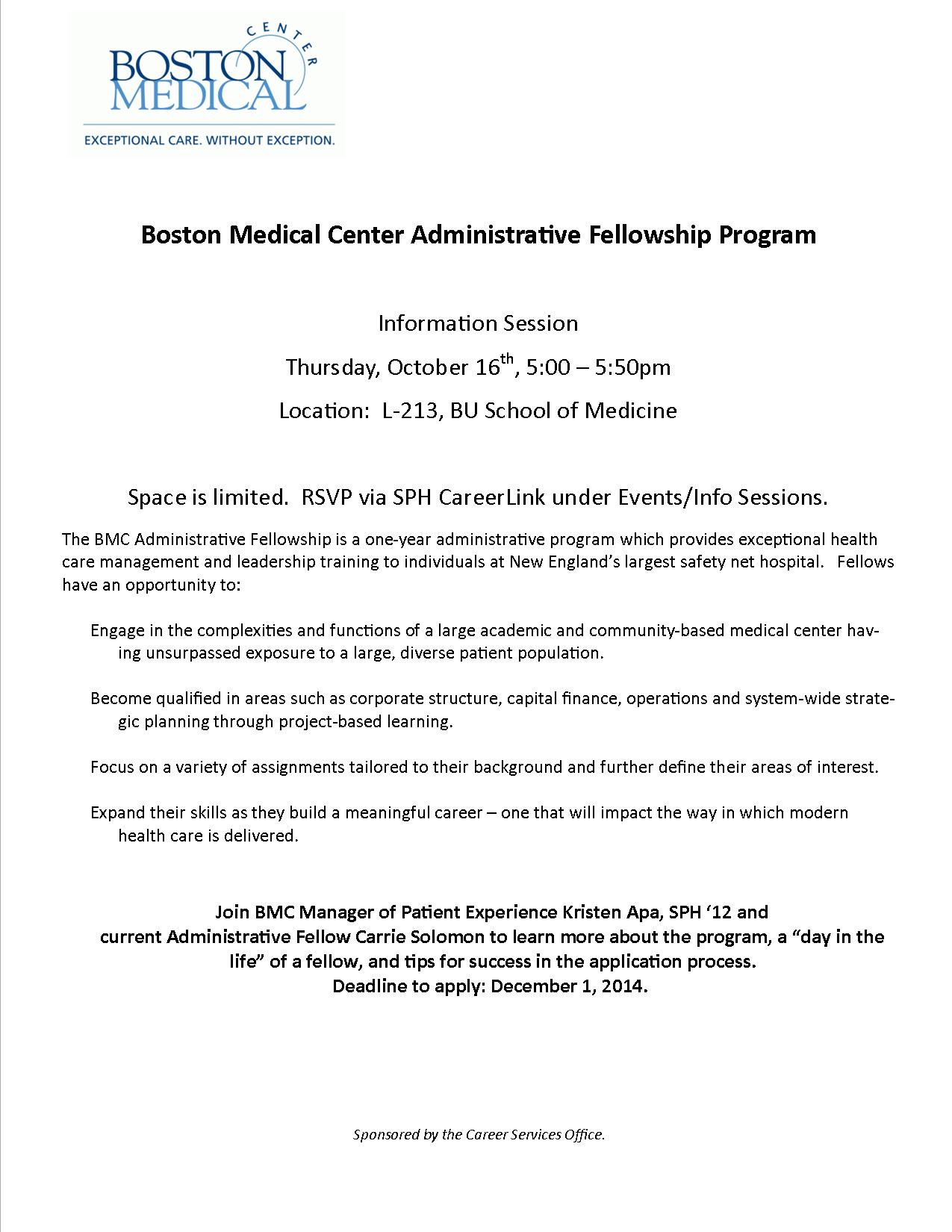 Boston Medical Center Seeks Sph Students For Administrative