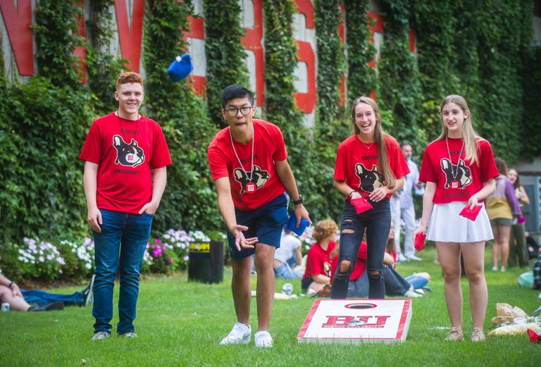 Students playing Corn Hole on Nickerson Field