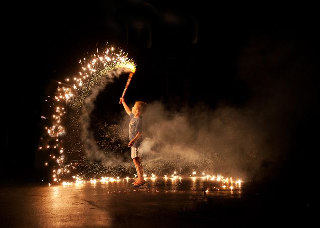 Finalist 2025 GP Photo Contest small boy with sparkler at night