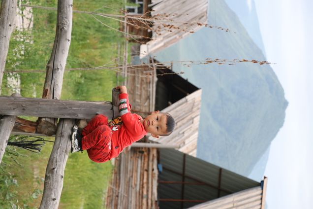 2019 GP Photo Contest Finalist child crouching on a fence in rural china