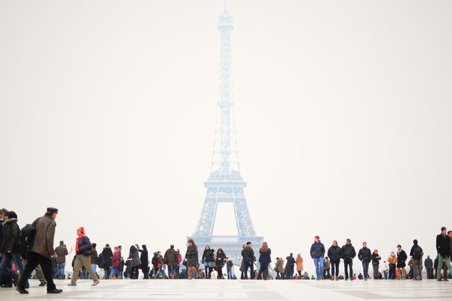 2013 GP Photo Contest Finalist cloudy day in paris with a lot of people walking around the eiffel tower