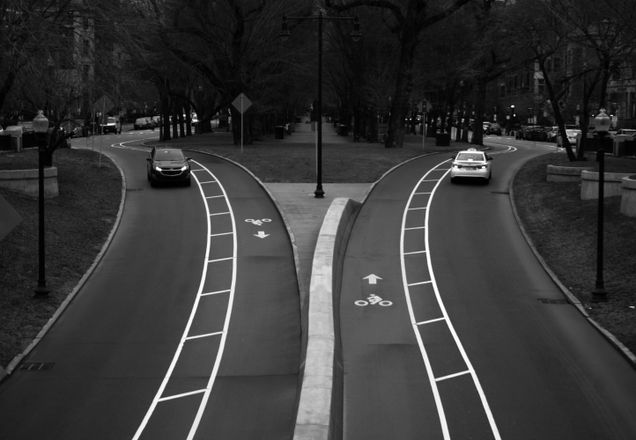 2021 GP photo contest finalistcars on passing in opposite directions on parallel roads