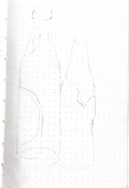 unfinished sketch of bottles
