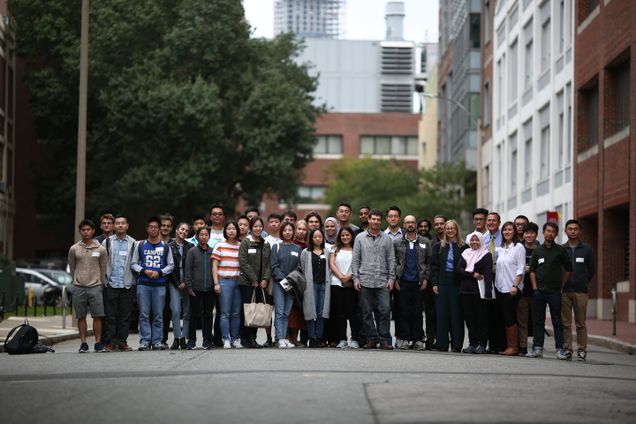 AIR students and faculty standing on Cummington Mall