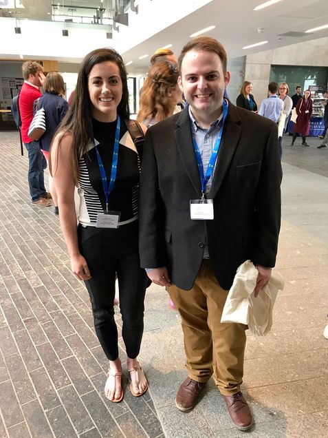 BU Grad Student David Shorten and Cambridge-BU Exchange Fellow Ruth Lawlor at HOTCUS