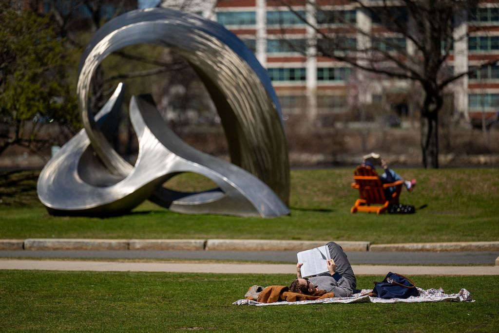 Photo: Sculpture on BU beach on a sunny day