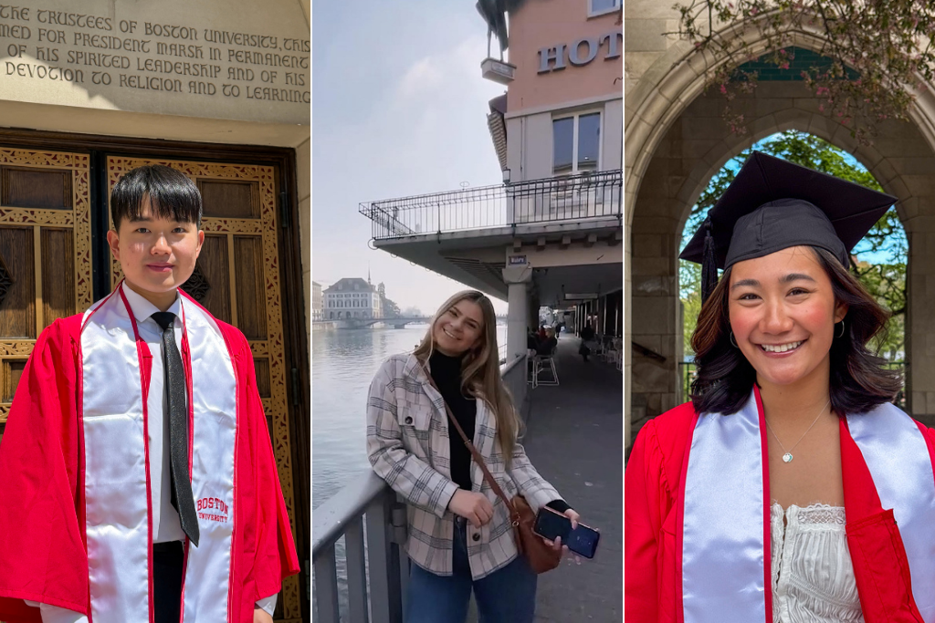 Three Boston University Seniors Smiling in a collage of headshots