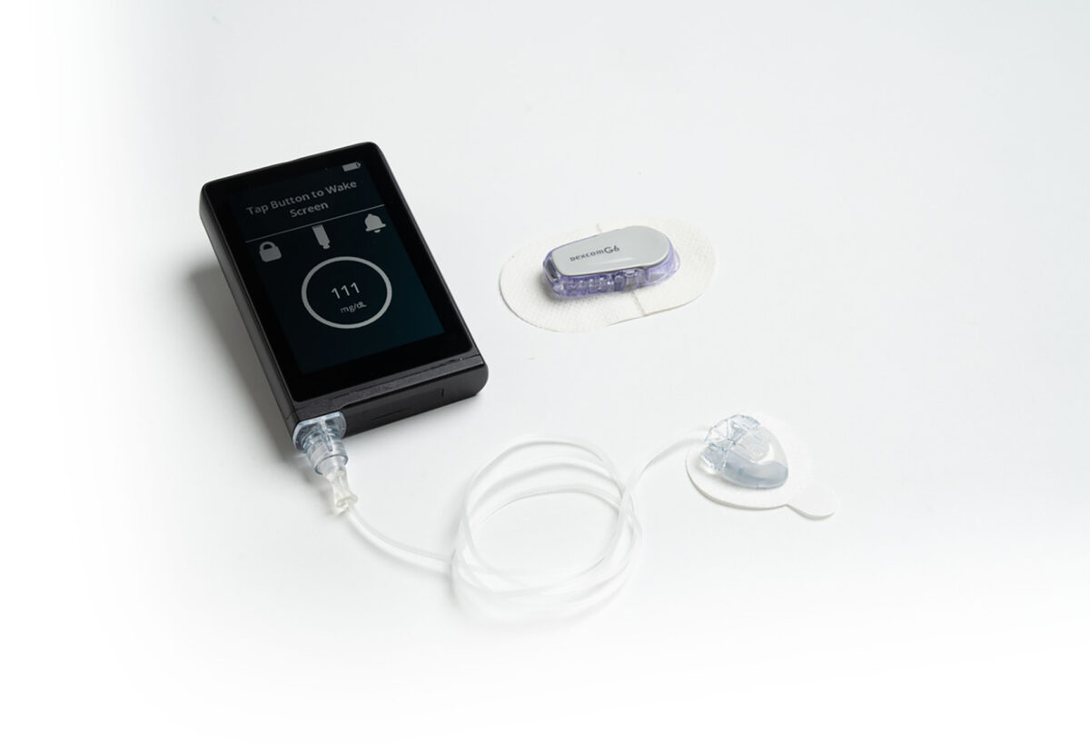 Photo: A flatlay of the iLet Bionic Pancreas, a bionic pancreas approved at the FDA. The device is a black box with a wire attached with two additional attachments