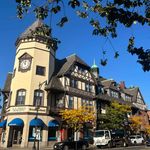 Photo: Coolidge Corner, Brookline's iconic clock on the corner of a four way intersection.
