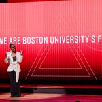 Photo: President Melissa Gilliam delivers her 2026 Annual Address to the BU Community