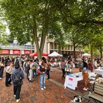 Photo: A large crowd of college students at the annual BU sustainability festival