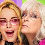 Photo: Lindsay Lohan and Jamie Lee Curtis pose as their Freaky Friday characters for a promotional movie poster.