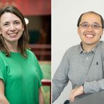 Photo: A collage image of two individuals. On the left. a white woman in a green blouse. On the left, an Asian man in a great collared shirt.