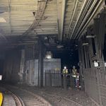 Photo: The inside of Park Street train station in Boston. Shown is a wooden overhead catenary trough that dates back to the 1890s