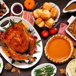 Photo: A stock image of a stereotypical table spread of a Thanksgiving meal