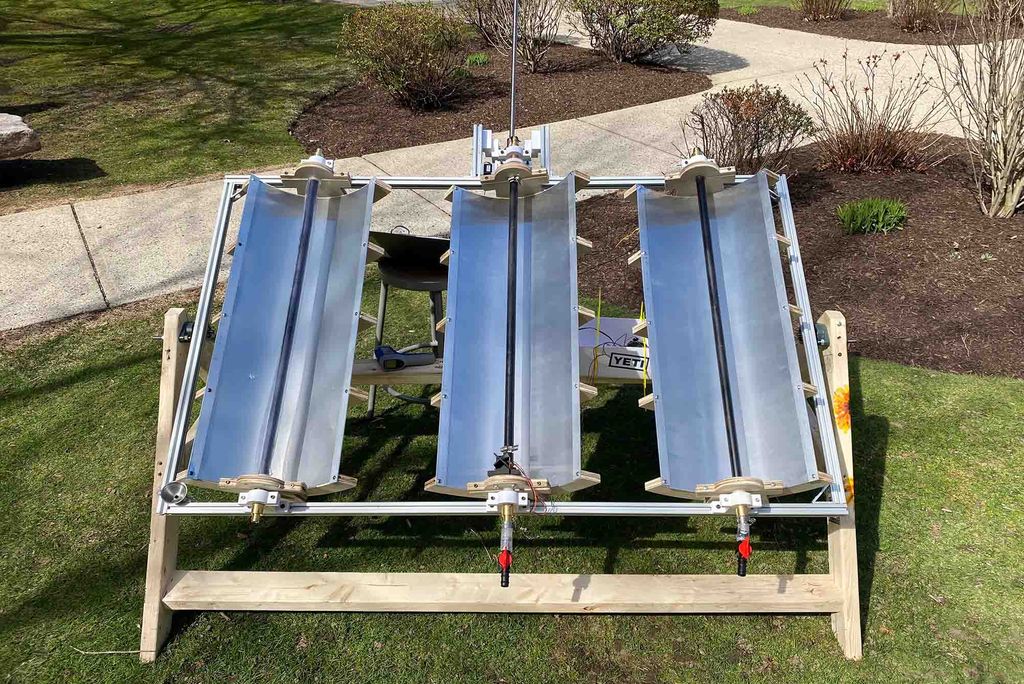 Photo: A solar heat collector with three panels