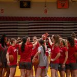 Photo: A BU women's basketball team huddle
